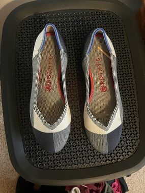 Rothy's Black and Cream Recycled Knit Ballet Flats